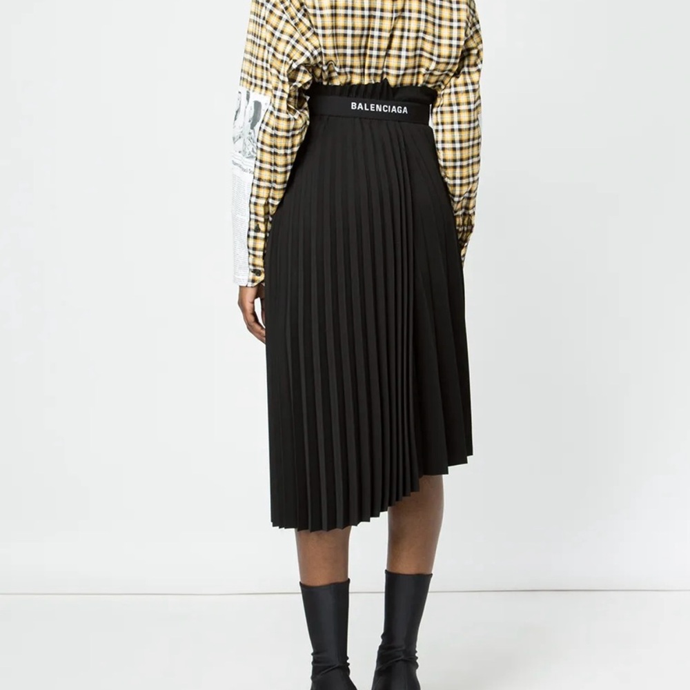 Balenciaga Asymmetrical Black Pleated Skirt